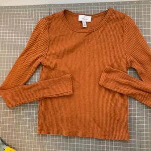 TopShop size 6 rust ribbed long sleeve top